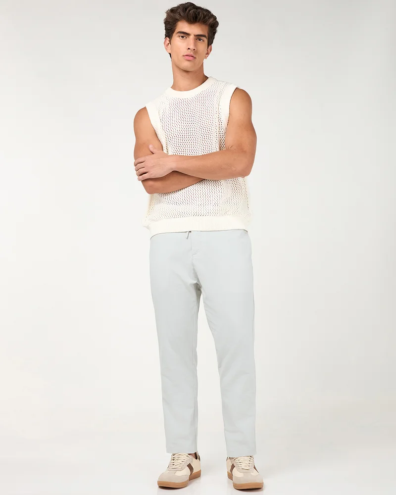 Bewakoof  Men's Light Grey Cotton Linen Pants for Men | Best Price UAE